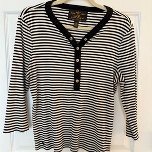 Ralph Lauren Black and White Striped Button Down Shirt Vintage